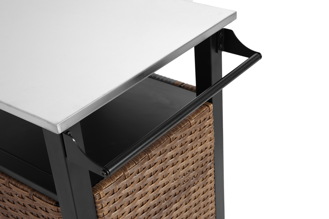 Single Door Outdoor Bar Cart with Stainless Steel Tabletop