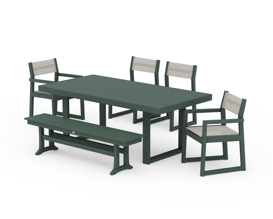 POLYWOOD® EDGE Sling 6-Piece Dining Set with Bench