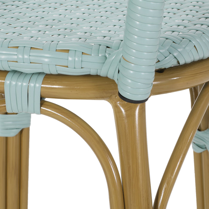 29.5' Outdoor PE Rattan and Aluminum French Barstools, Set of 2