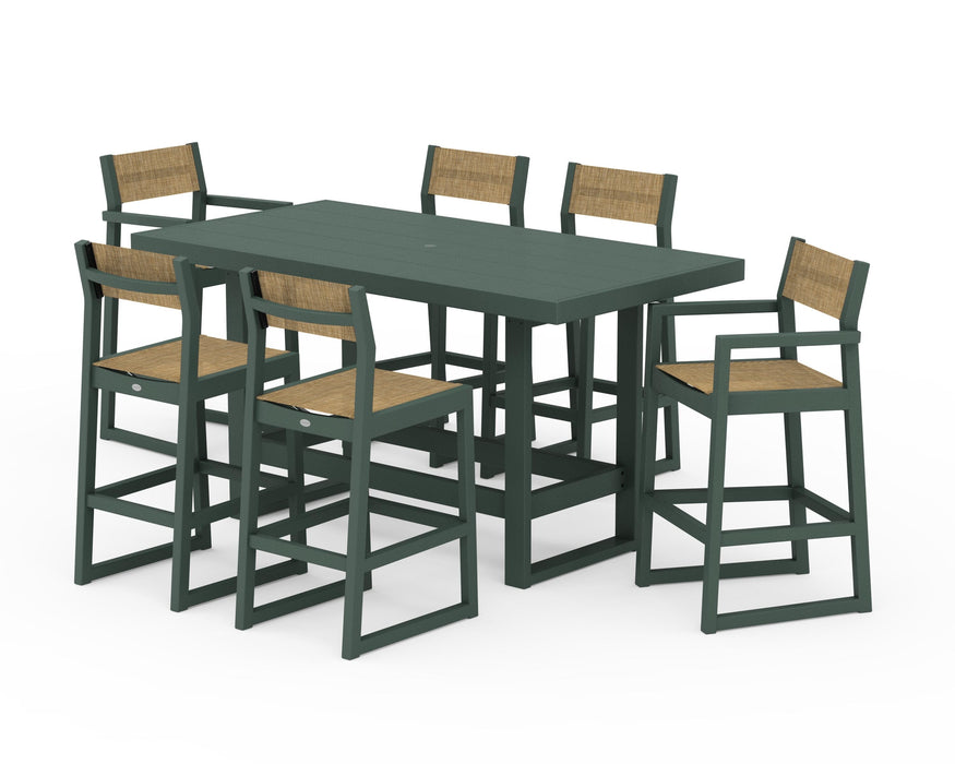 POLYWOOD® EDGE Sling 7-Piece Bar Table Set