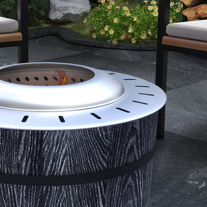 Smokeless Fire Pit with Fireproof Mat, 20' Barrel Style Portable Wood Burning Firepit