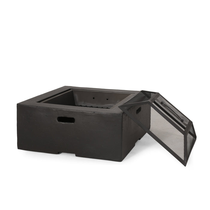 Outdoor 29' Square MgO Wood-Burning Fire Pit, Dark Gray