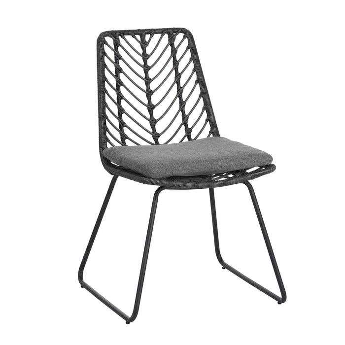 7-Piece Outdoor Dining Set for 6 with Acacia Wood Table and Rattan Chairs