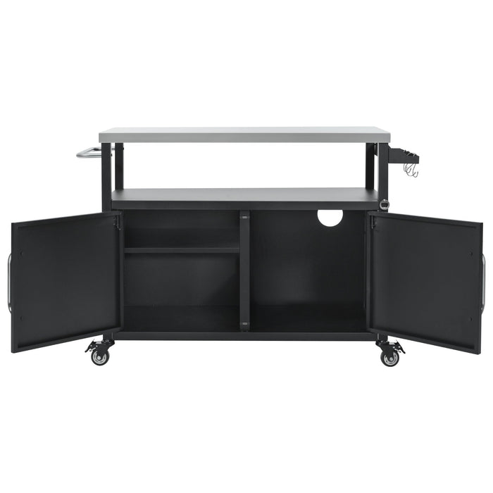 K&K 54.5 Inch Outdoor Kitchen Island with Stainless Steel Tabletop