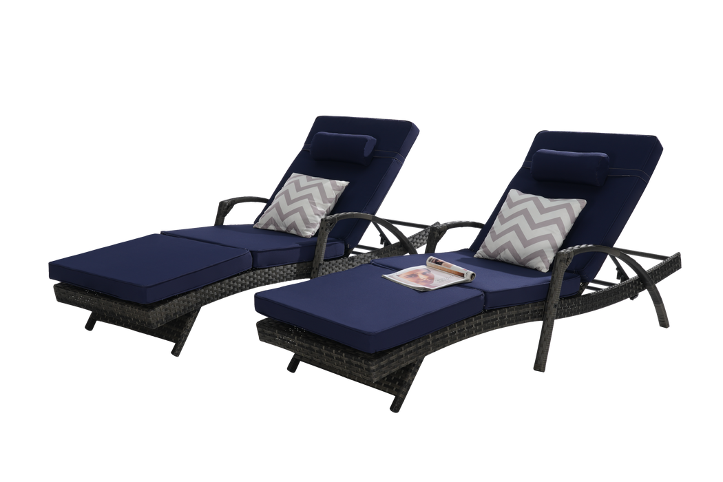 Outdoor Wicker Reclining Chair Set of 2 with Cushions
