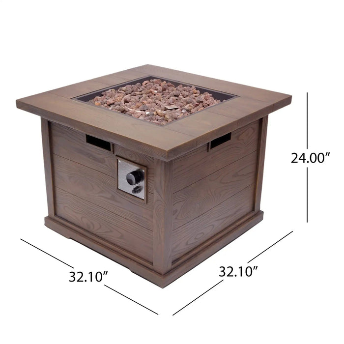 Outdoor Patio Square Gas Burning Fire Pit with Built-In Tank