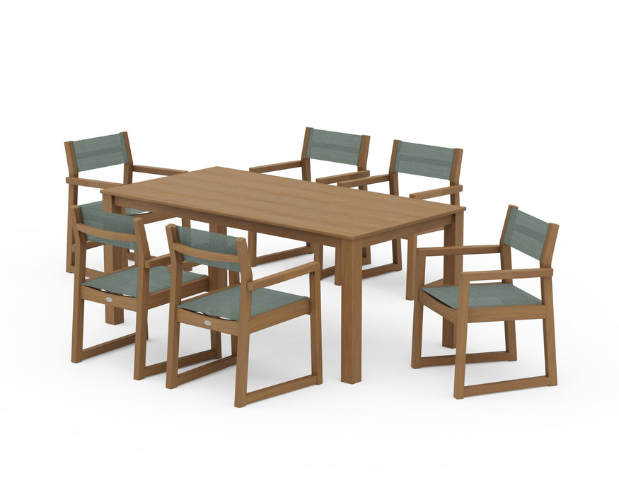 POLYWOOD® EDGE Sling Arm Chair 7-Piece Parsons Dining Set