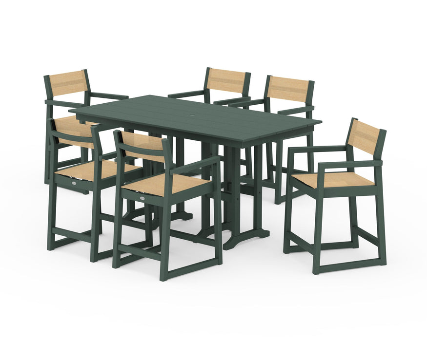 POLYWOOD® EDGE Sling Arm Chair 7-Piece Farmhouse Counter Set