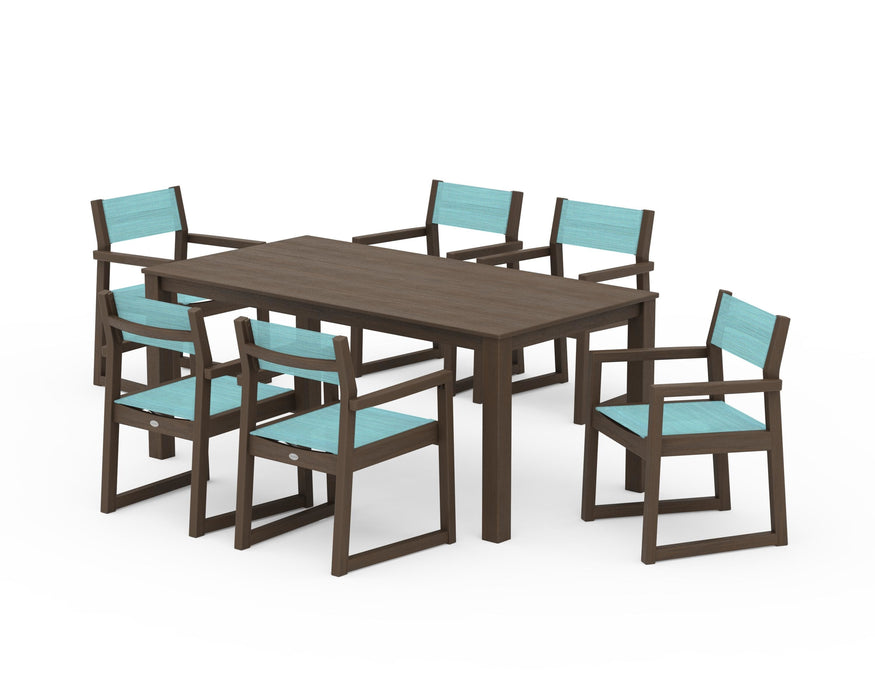POLYWOOD® EDGE Sling Arm Chair 7-Piece Parsons Dining Set