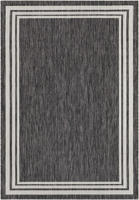 Coonamble Bordered Antrasit Outdoor Rug