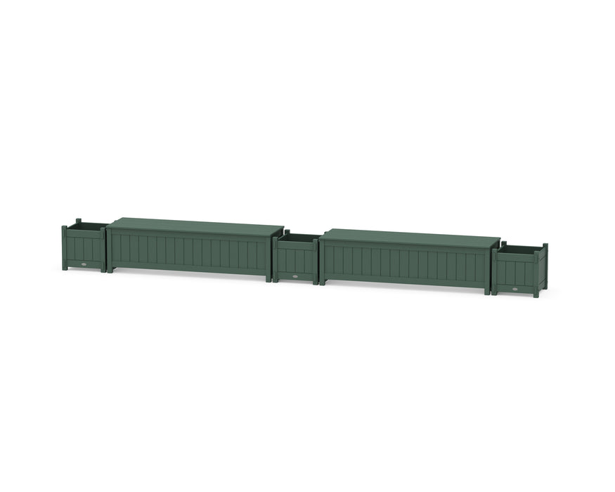 POLYWOOD® 60" Vineyard Straight Double Planter Storage Bench Set