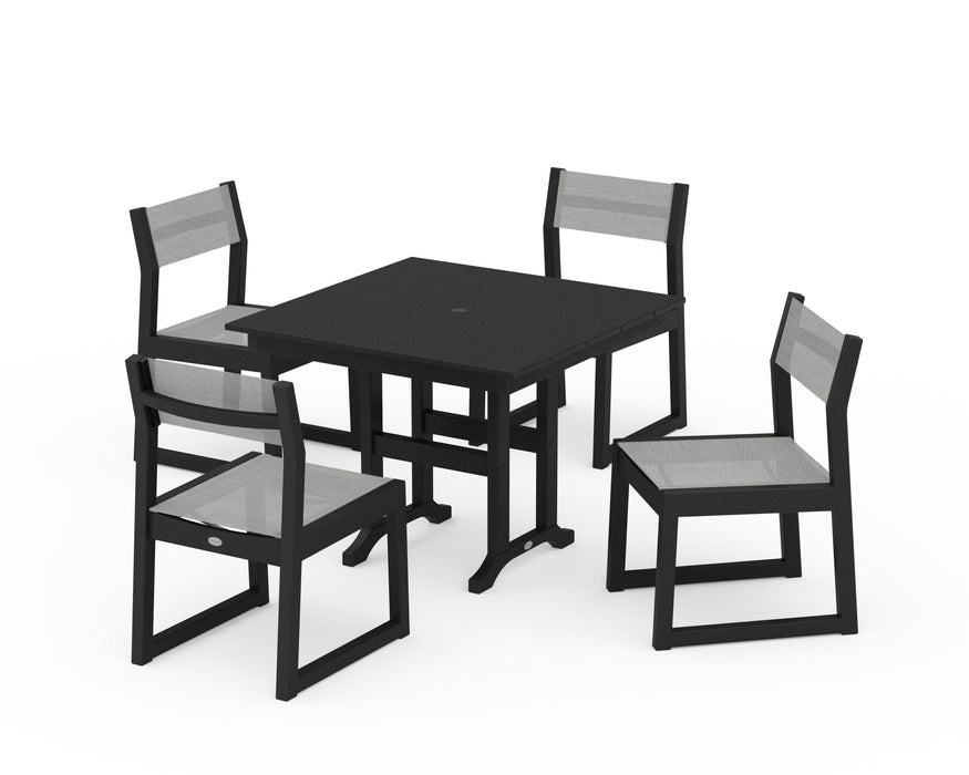 POLYWOOD® EDGE Sling Side Chair 5-Piece Farmhouse Dining Set
