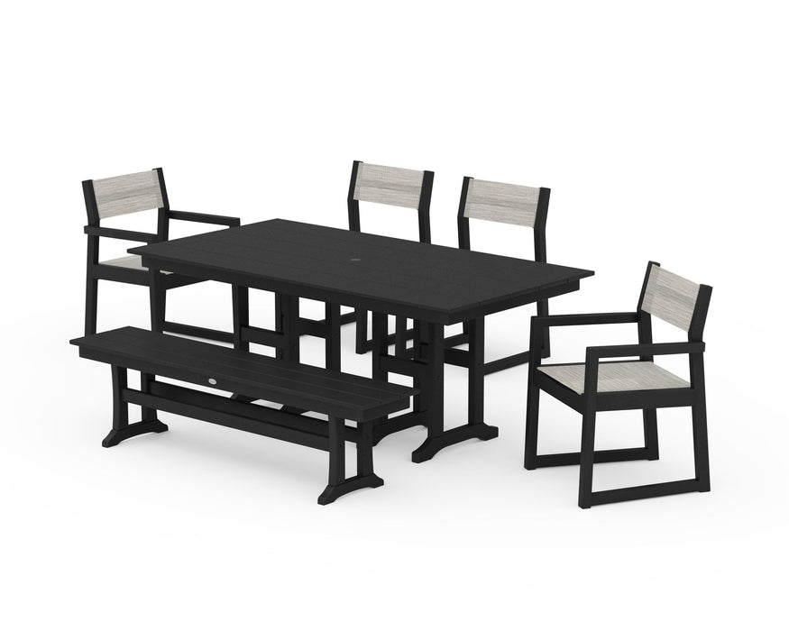 POLYWOOD® EDGE Sling 6-Piece Farmhouse Dining Set