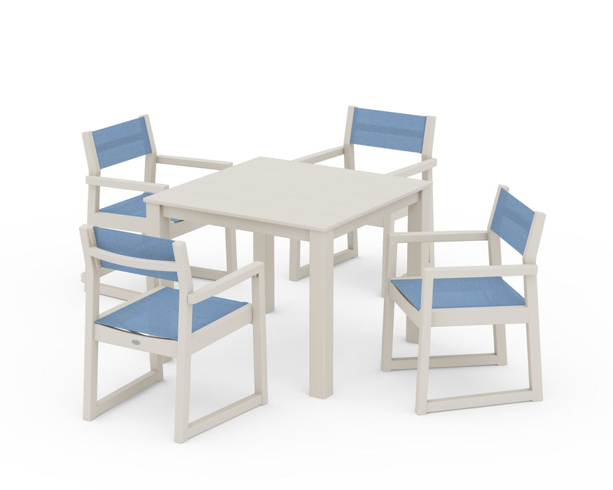 POLYWOOD® EDGE Sling Arm Chair 5-Piece Parsons Dining Set