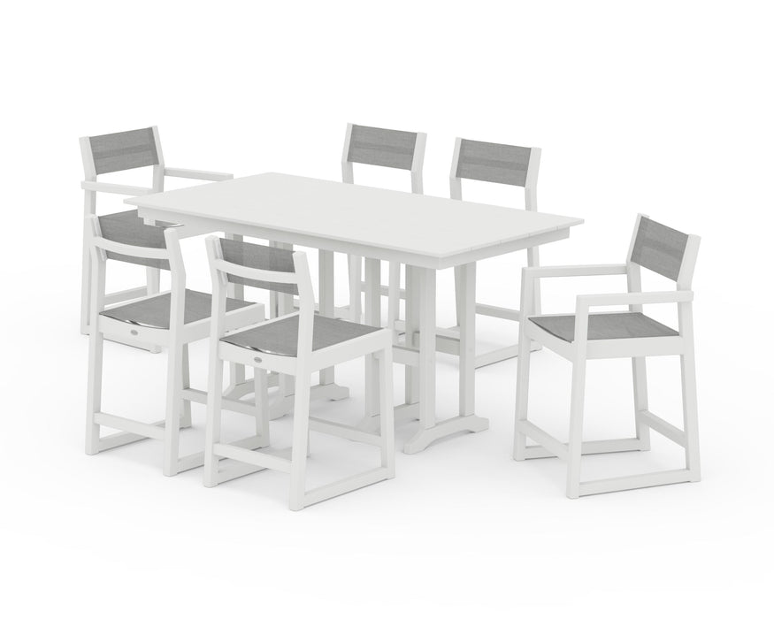 POLYWOOD® EDGE Sling 7-Piece Farmhouse Counter Set