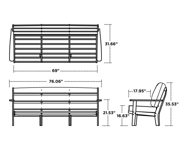 POLYWOOD Lakeside Deep Seating Sofa Frame (No Cushions)