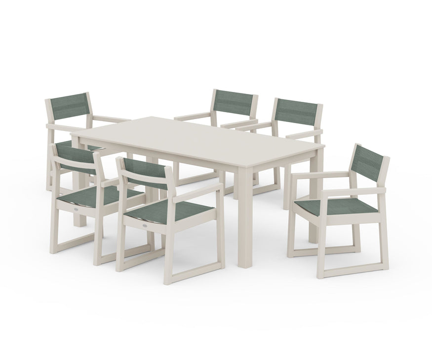 POLYWOOD® EDGE Sling Arm Chair 7-Piece Parsons Dining Set