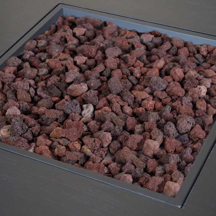 Outdoor Patio Propane Fire Pit 24" H x 31" W Square Iron Gas-burning Fire Pit