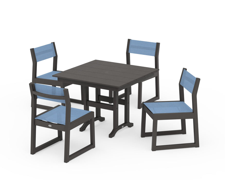 POLYWOOD® EDGE Sling Side Chair 5-Piece Farmhouse Dining Set