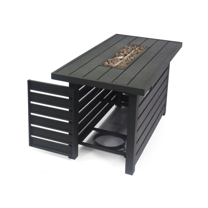 Rectangular Iron Fire Pit - 30,000 BTU - Tank Cover Inside