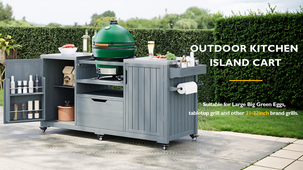 K&K 66.5" Outdoor Kitchen Island for Big Green Egg Grills