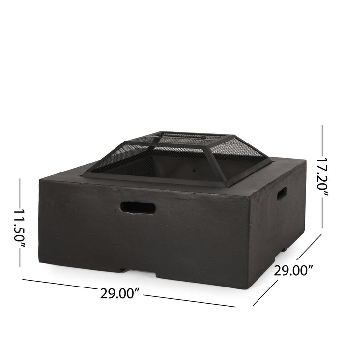Outdoor 29' Square MgO Wood-Burning Fire Pit, Dark Gray