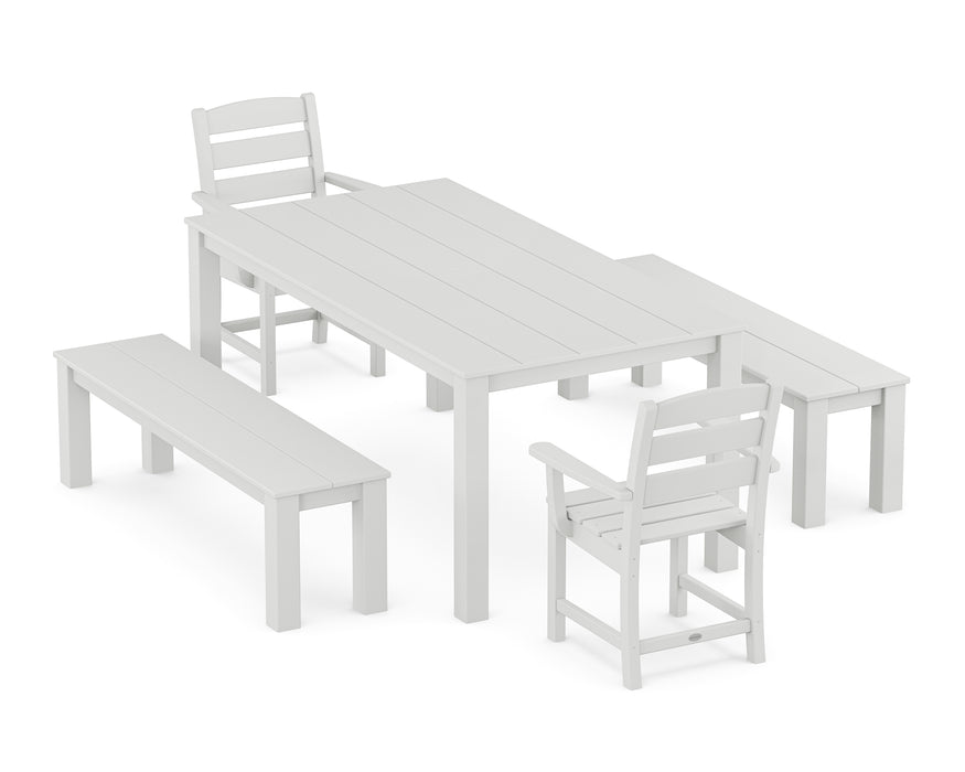 POLYWOOD Lakeside 5-Piece Parsons Dining Set with Benches