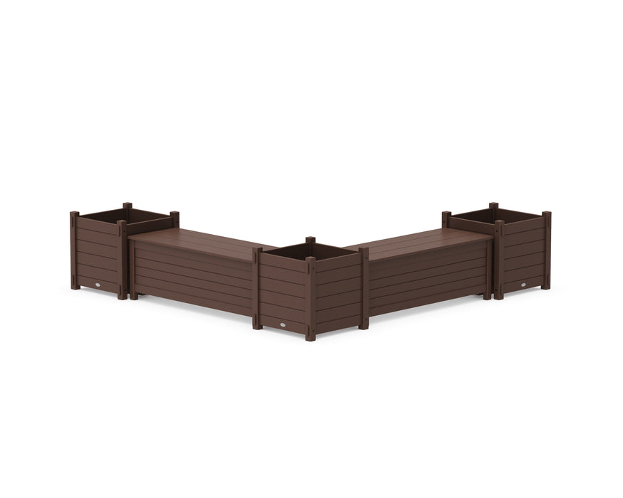 POLYWOOD® 48" Nautical L- Shaped Planter Storage Bench Corner Set- Large