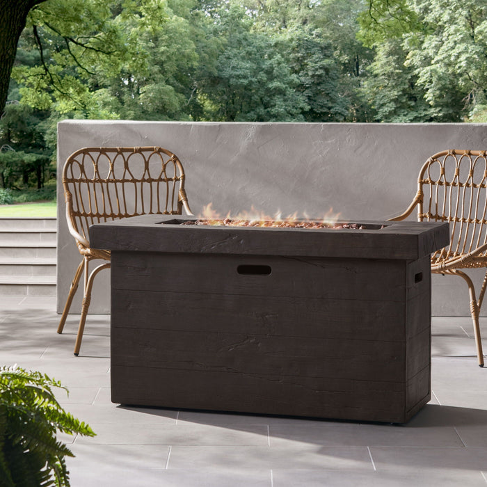 Custer Rectangular Fire Pit 50,000 BTU Magnesium Oxide - Brown
