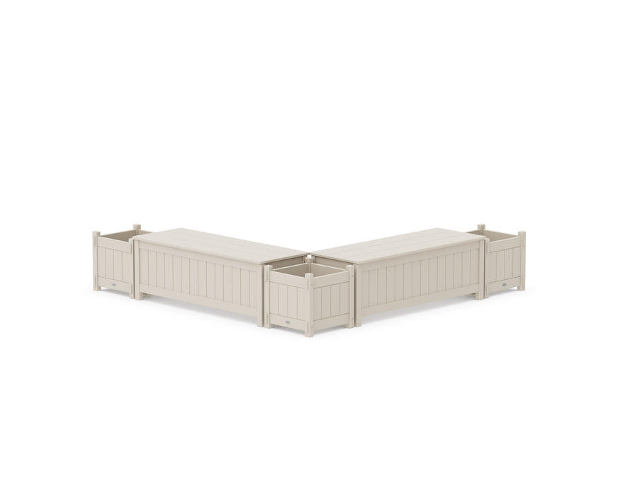 POLYWOOD® 48" Vineyard L- Shaped Planter Storage Bench Corner Set
