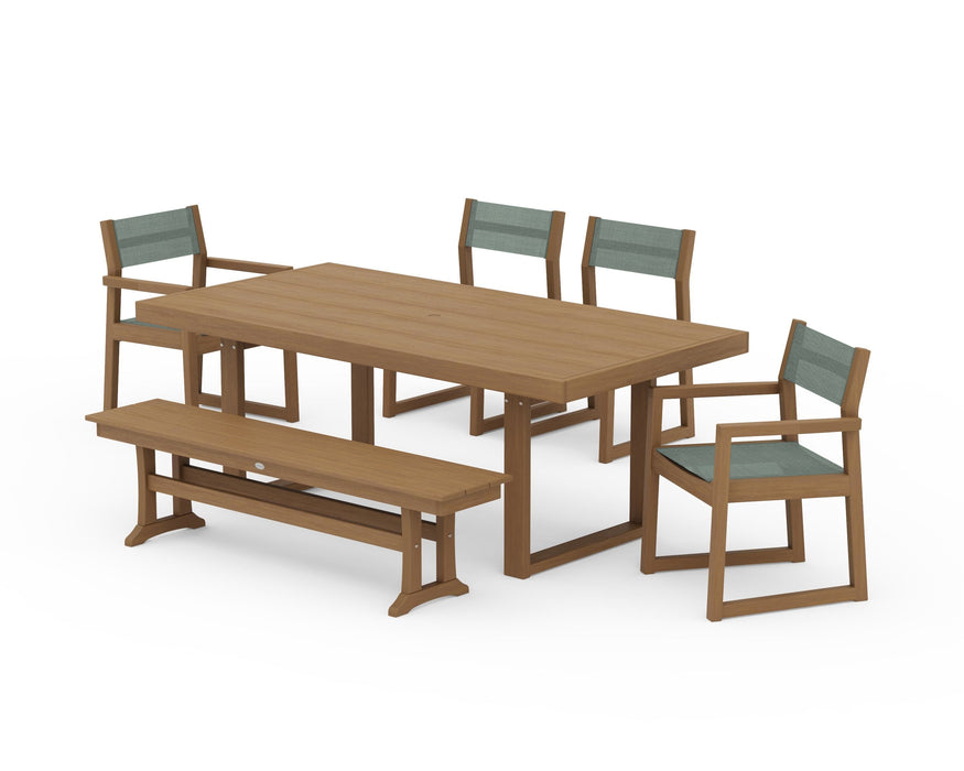 POLYWOOD® EDGE Sling 6-Piece Dining Set with Bench