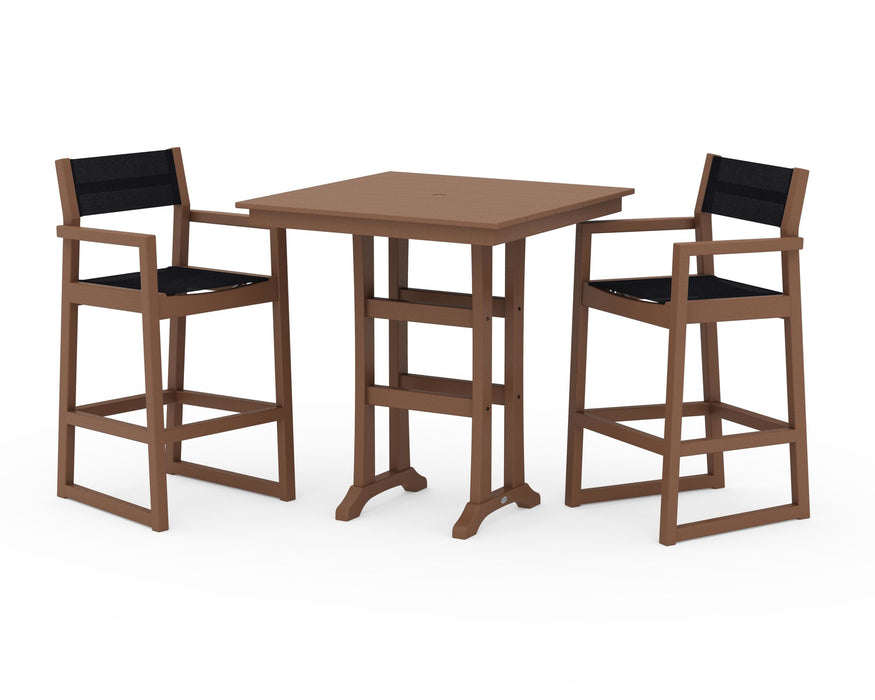 POLYWOOD® EDGE Sling Arm Chair 3-Piece Farmhouse Bar Set with Trestle Legs