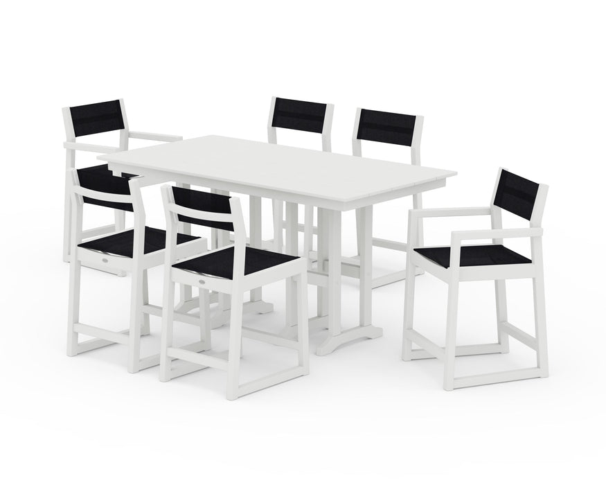 POLYWOOD® EDGE Sling 7-Piece Farmhouse Counter Set