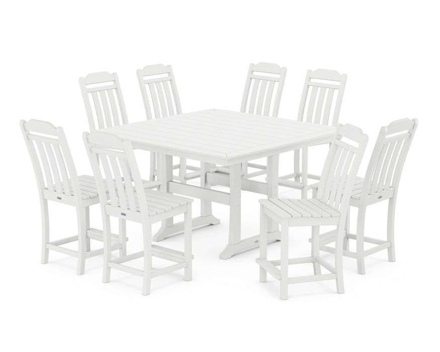 Country Living by POLYWOOD 9-Piece Square Side Chair Counter Set with Trestle Legs