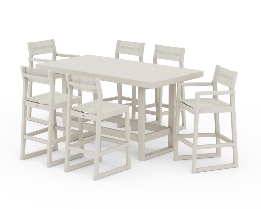 POLYWOOD® EDGE Sling 7-Piece Bar Table Set