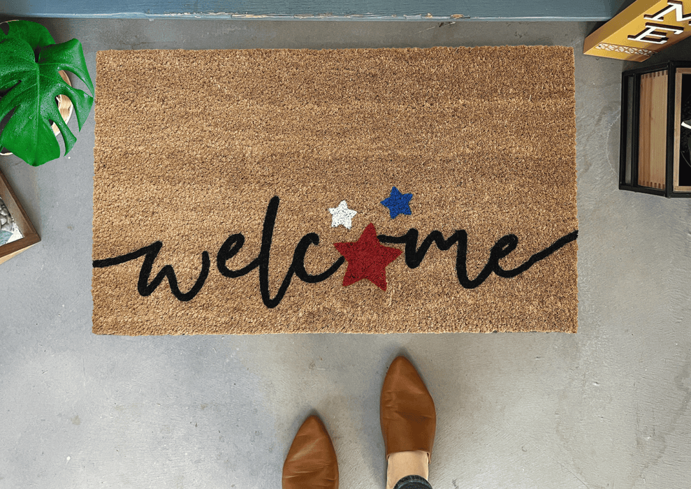 4th of July Doormat, Welcome with Stars
