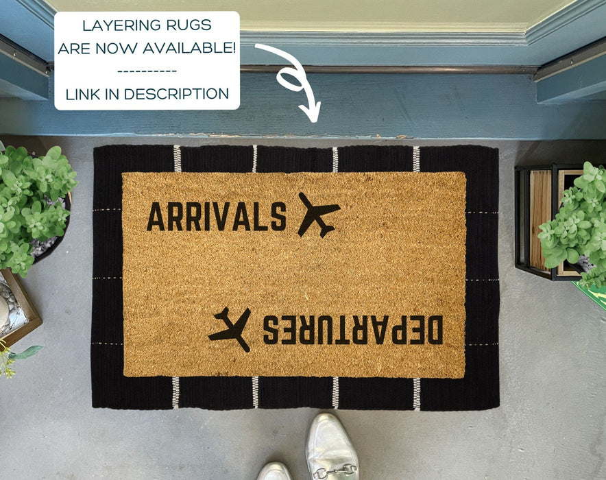 Arrivals Departures Airplane Doormat