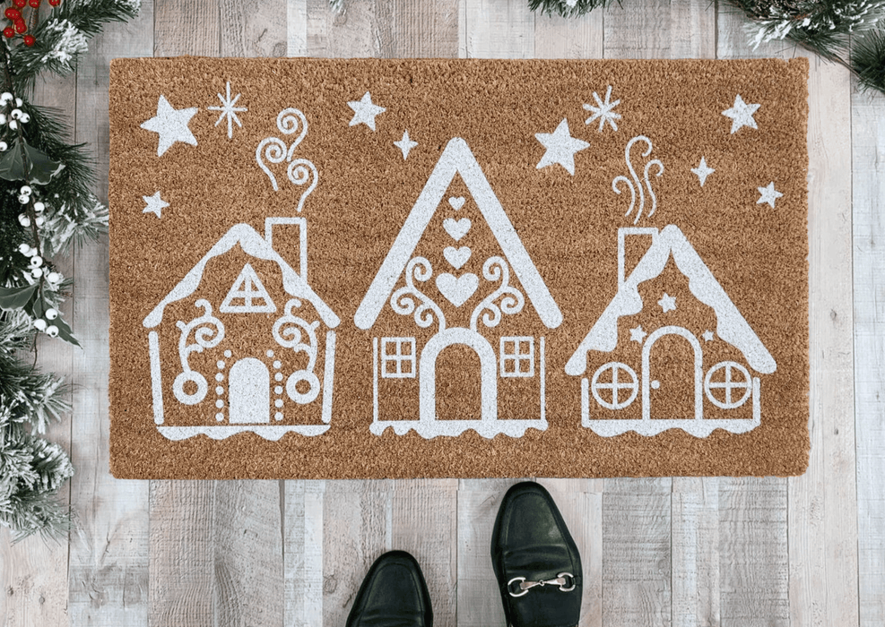 Gingerbread House Trio Christmas Doormat