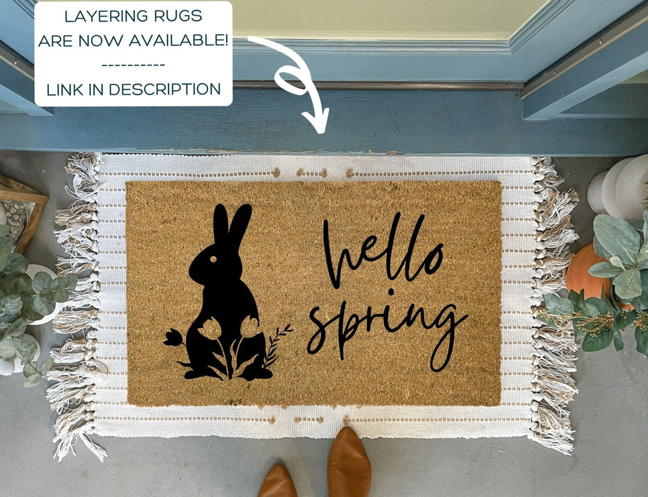Hello Spring Floral Bunny Doormat