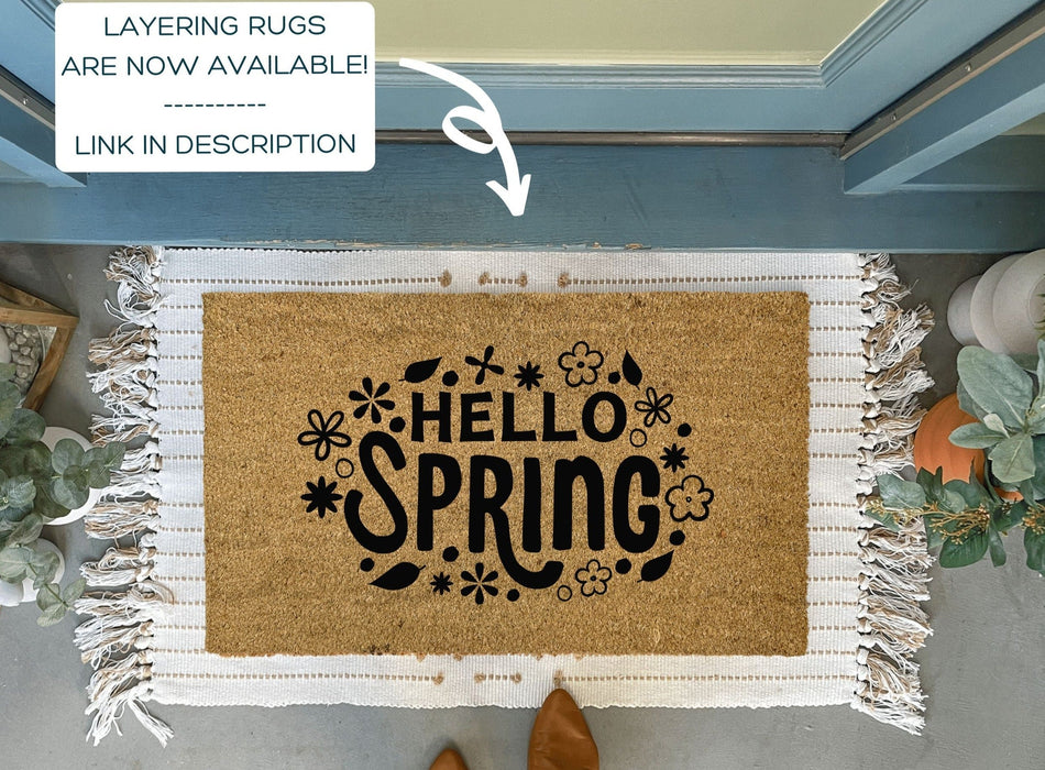 Hello Spring Floral Doormat