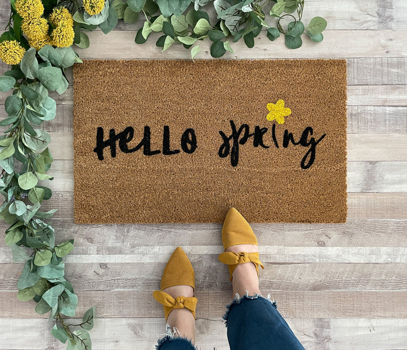 Hello Spring Flower Doormat