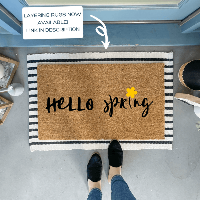 Hello Spring Flower Doormat