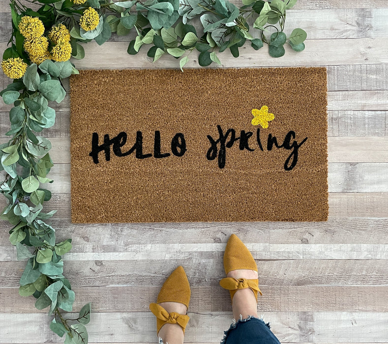 Hello Spring Flower Doormat