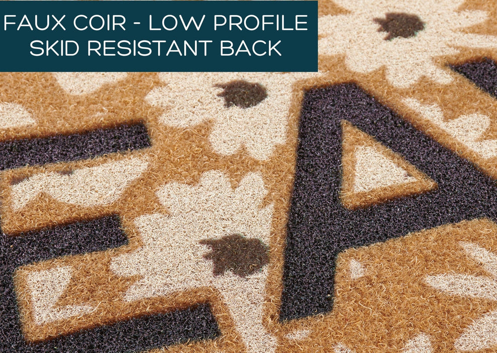 Low Profile Funny LEAVE Doormat with Flowers