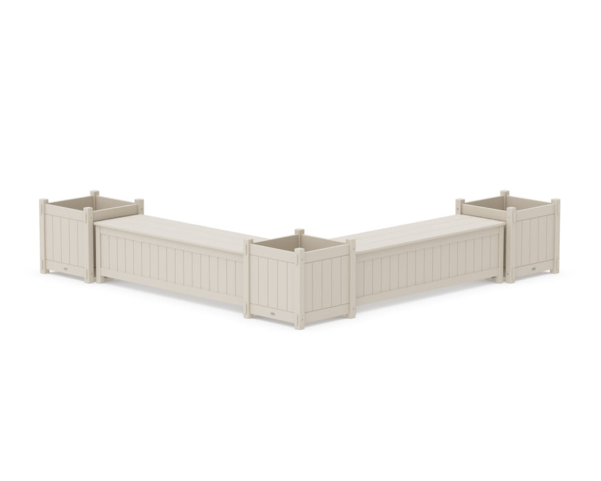 POLYWOOD® 60" Vineyard L- Shaped Planter Storage Bench Corner Set- Large