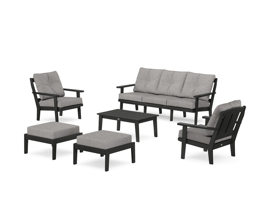POLYWOOD Mission 6-Piece Lounge Sofa Set in Black / Grey Mist