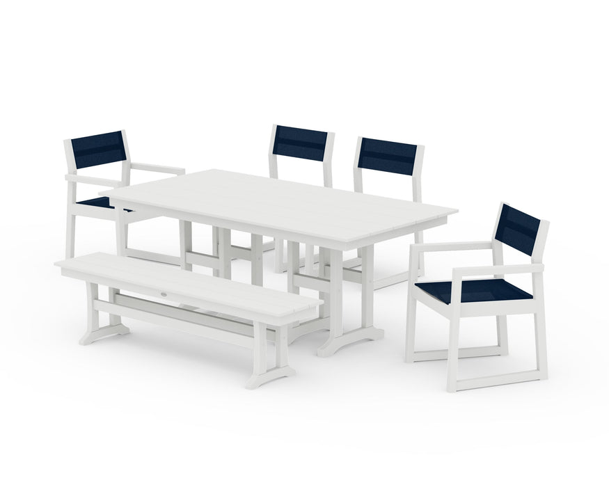 POLYWOOD® EDGE Sling 6-Piece Farmhouse Dining Set