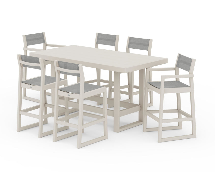 POLYWOOD® EDGE Sling 7-Piece Bar Table Set