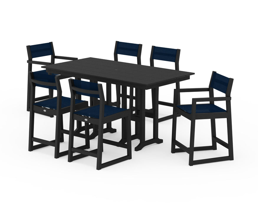 POLYWOOD® EDGE Sling 7-Piece Farmhouse Counter Set