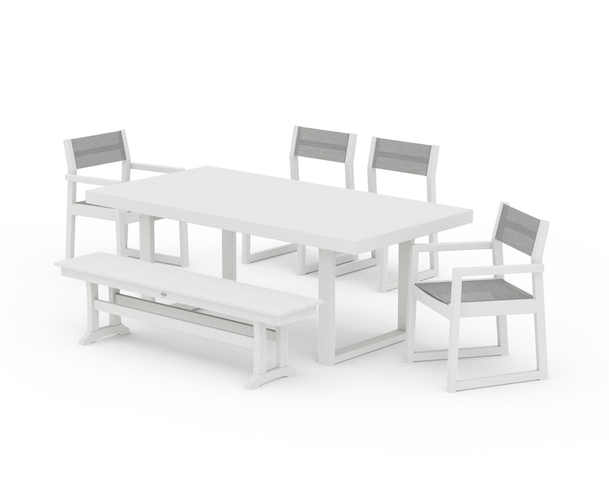 POLYWOOD® EDGE Sling 6-Piece Dining Set with Bench